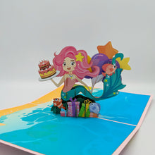 Load image into Gallery viewer, Mermaid Birthday Pop Up Card