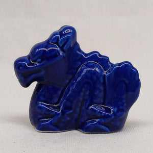 Blue Glaze Dragon - Miniature Ceramic Figurine