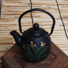 Load image into Gallery viewer, Mini Cast Iron Decorative Tea Pot - Plum Blossom Orchid