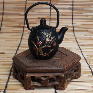 Mini Cast Iron Decorative Tea Pot - Plum Blossom Orchid