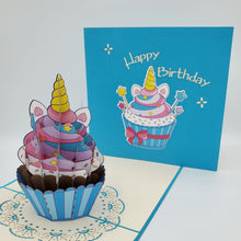 Load image into Gallery viewer, Birthday Unicorn Cupcake - Pop Up