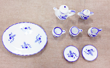 Load image into Gallery viewer, Blue and White Tea Set (10 pieces)
