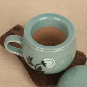 Celadon Peony Tea Cup with Saucer