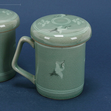 Celadon Crane Mug