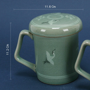 Celadon Crane Mug