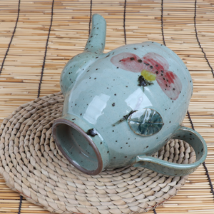 Buncheong Soft Pink Flower Tea Pot with Strainer