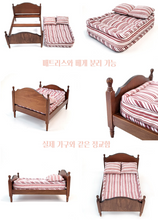 Load image into Gallery viewer, Miniature Red Striped Antique Wood Bed