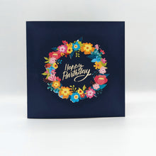 Load image into Gallery viewer, Happy Birthday Floral Wreath Pop Up Card