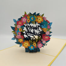 Load image into Gallery viewer, Happy Birthday Floral Wreath Pop Up Card