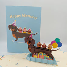 Load image into Gallery viewer, Birthday Dachshund Pop Up Card