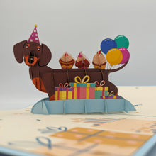 Load image into Gallery viewer, Birthday Dachshund Pop Up Card