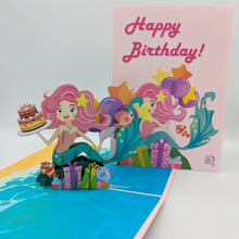 Load image into Gallery viewer, Mermaid Birthday Pop Up Card