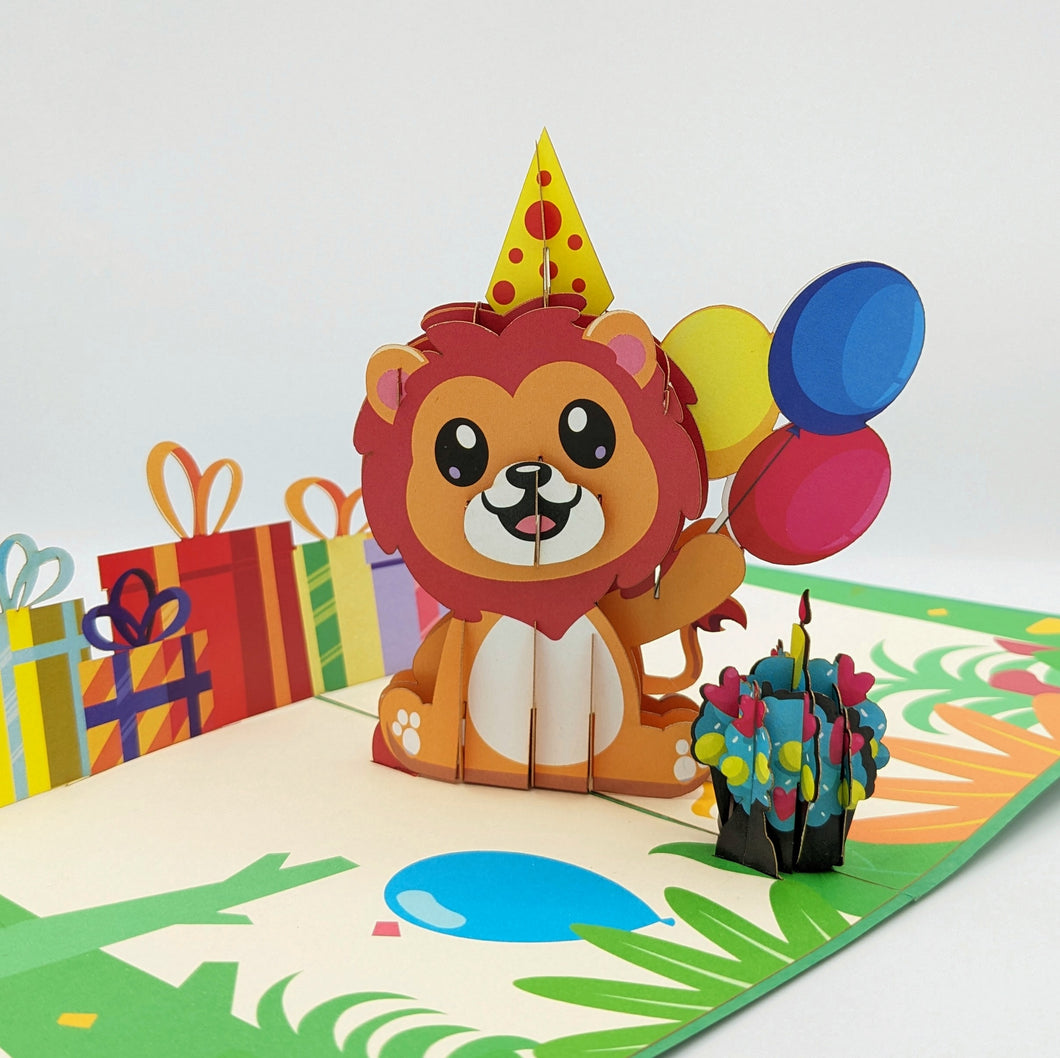Happy Birthday Lion Pop Up Card