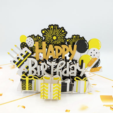 Gold Happy Birthday Pop Up Card