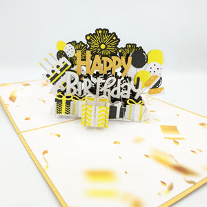 Gold Happy Birthday Pop Up Card