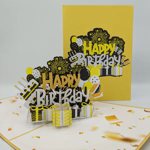 Gold Happy Birthday Pop Up Card