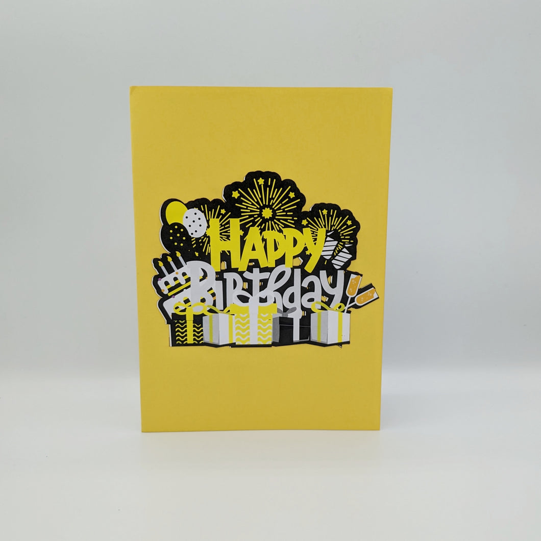 Gold Happy Birthday Pop Up Card