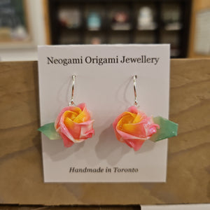 Neogami Origami Jewellery - Rose Earrings