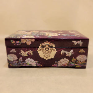 Flowers and Butterflies - Medium Mother of Pearl Box