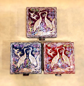 Cranes - Square Mother of Pearl Box