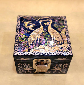 Cranes - Square Mother of Pearl Box