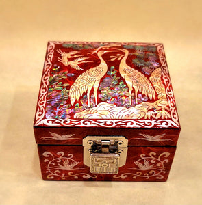 Cranes - Square Mother of Pearl Box