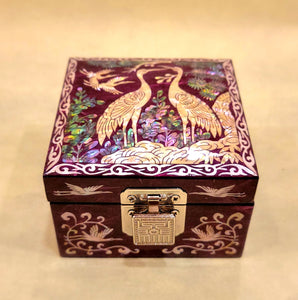 Cranes - Square Mother of Pearl Box