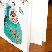 Load image into Gallery viewer, Floral Hanbok Couple - Greeting Card