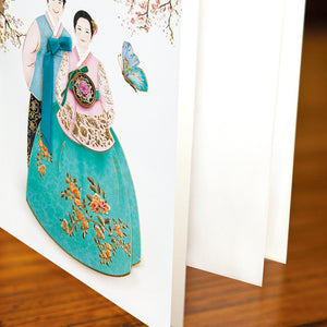 Floral Hanbok Couple - Greeting Card