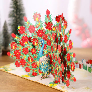 Peacock Poinsettia - Pop Up Card