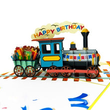 Load image into Gallery viewer, Colourful Birthday Train - Pop Up Card