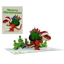 Load image into Gallery viewer, Christmas T-Rex - Pop Up Card