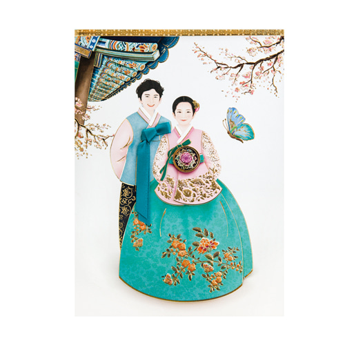 Floral Hanbok Couple - Greeting Card
