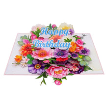 Load image into Gallery viewer, Lush Birthday Bouquet - Pop Up Card