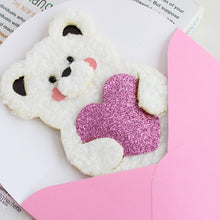 Load image into Gallery viewer, Fluffy Bear Glitter Heart Card