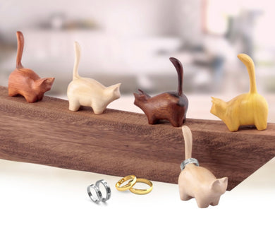 Wooden Cat Ring Holder