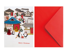 Load image into Gallery viewer, Penguin Christmas Village Card