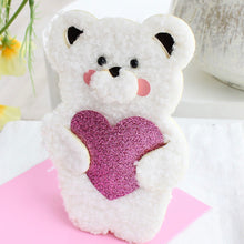 Load image into Gallery viewer, Fluffy Bear Glitter Heart Card