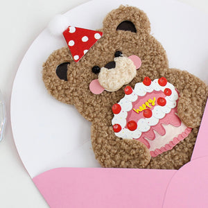 Fluffy Bear Birthday Card