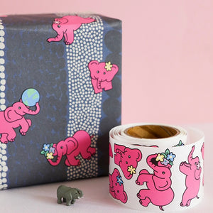 Animal Roll Sticker - Pink Elephant