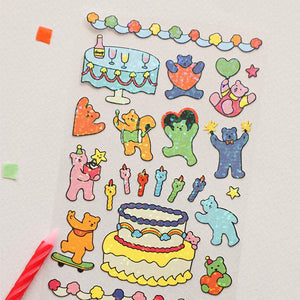 Line Hologram Sticker - 01 Jelly Bear