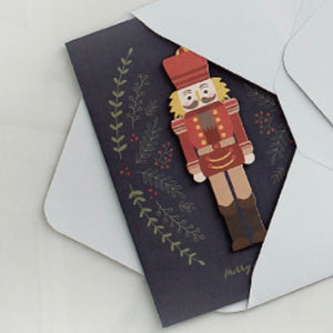 Wooden Red Nutcracker - Christmas Card