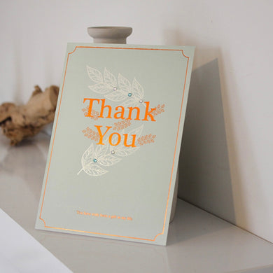 White Leaves Thank You Card