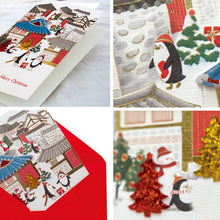 Load image into Gallery viewer, Penguin Christmas Village Card