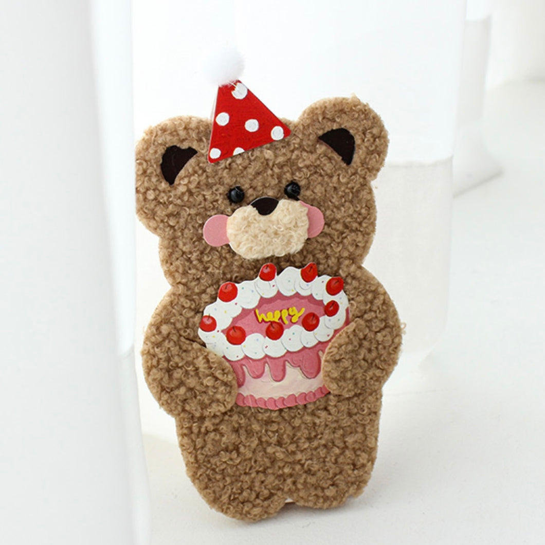 Fluffy Bear Birthday Card