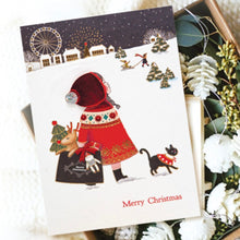 Load image into Gallery viewer, Girl on Snowy Hill - Greeting Card