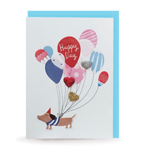 Happy Day Balloon Puppy - Greeting Card