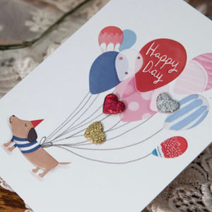 Happy Day Balloon Puppy - Greeting Card