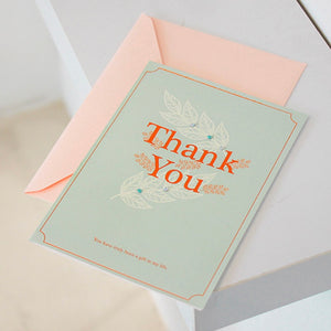 White Leaves Thank You Card