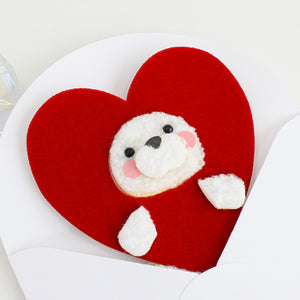 Fluffy Bear Heart Costume Card
